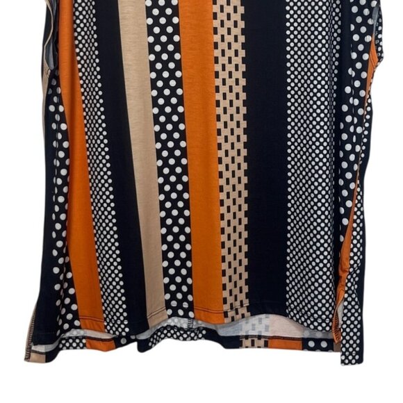 Ofeefan Striped Polka Dot Short Sleeve Top Womens XXL Orange Black New - Picture 5 of 10